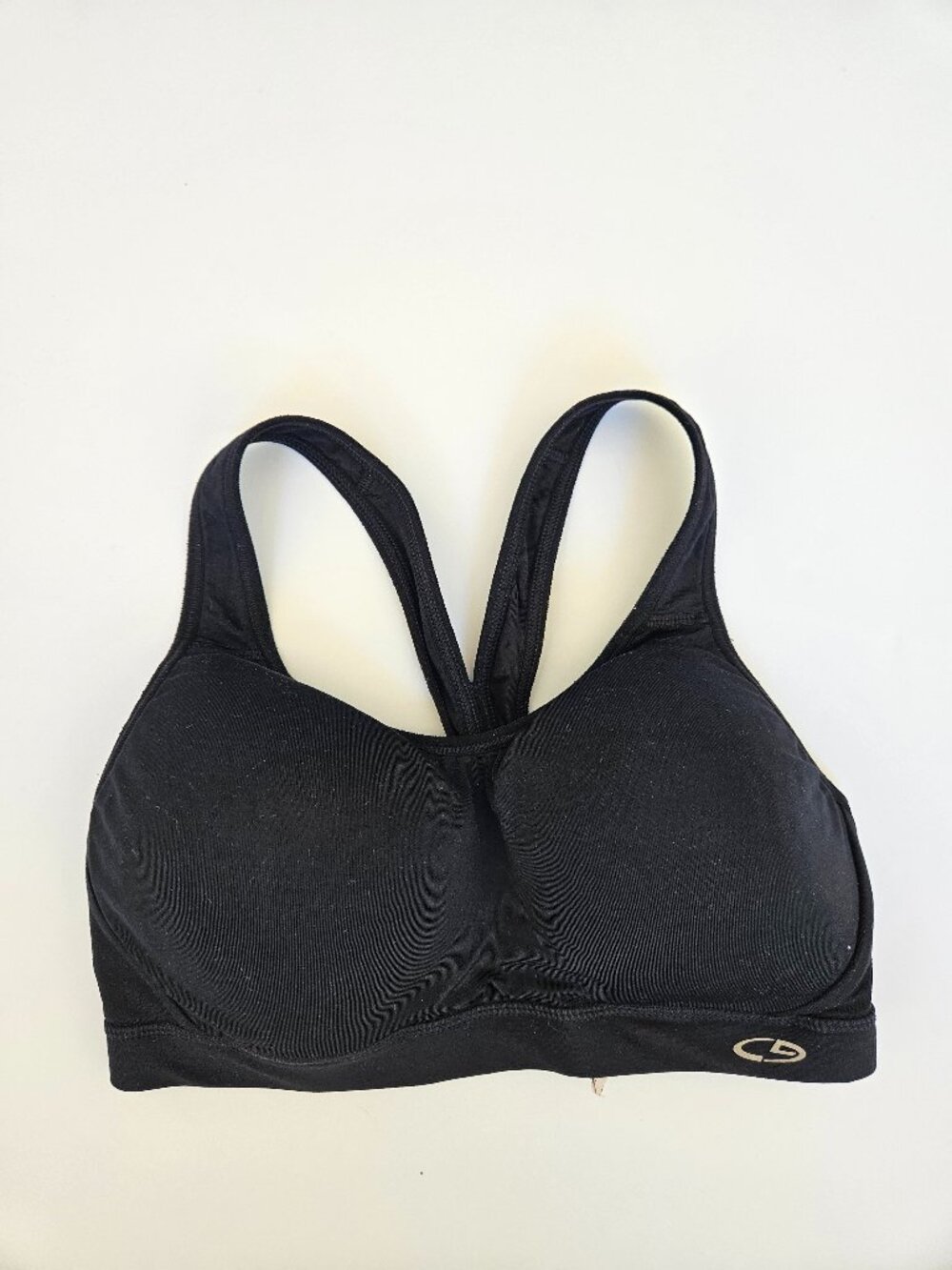 Champion Duo Dry Black Built In Padded Solid Black Sports Bra Small S